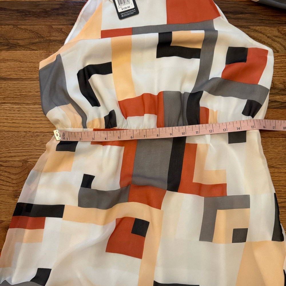 Basque Geometric Print Halter Midi Sundress - Picture 11 of 16